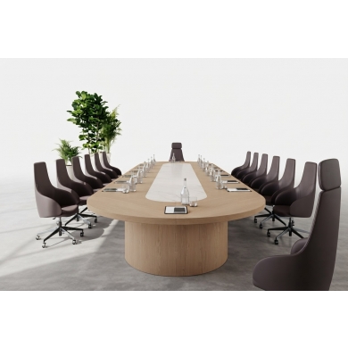 Plus Vip Ahşap Kaplamalı Cilalı Toplantı Masası